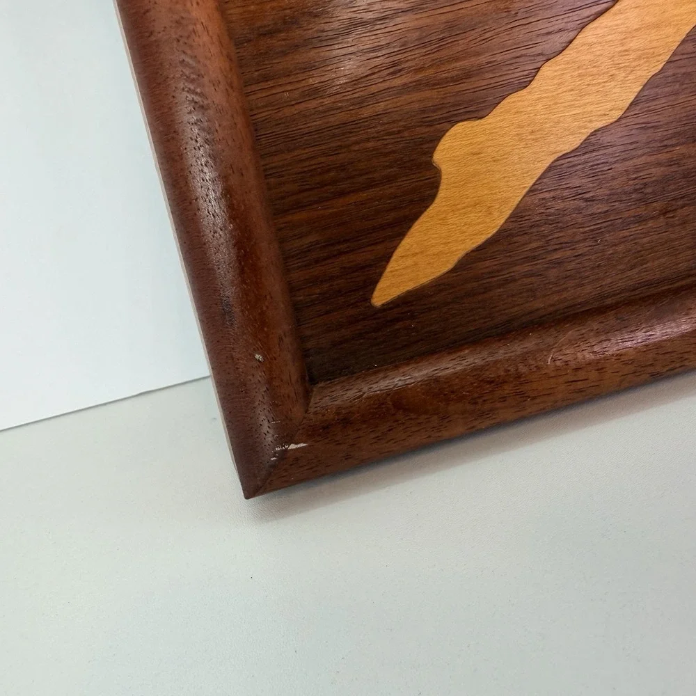 Marquetry Flying‎ Eagle Sunset Scene Over Mountains Wall Art Vintage 11